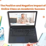 Laptop showing teacher, books, stationery around – Impact of Online Class on Academic Success visualized