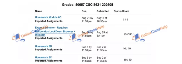 Gradebook screenshot