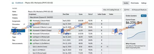 Gradebook screenshot