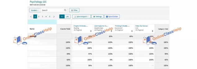 Gradebook screenshot