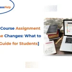 Guide on online course assignment deadline changes featuring a student laptop and calendar